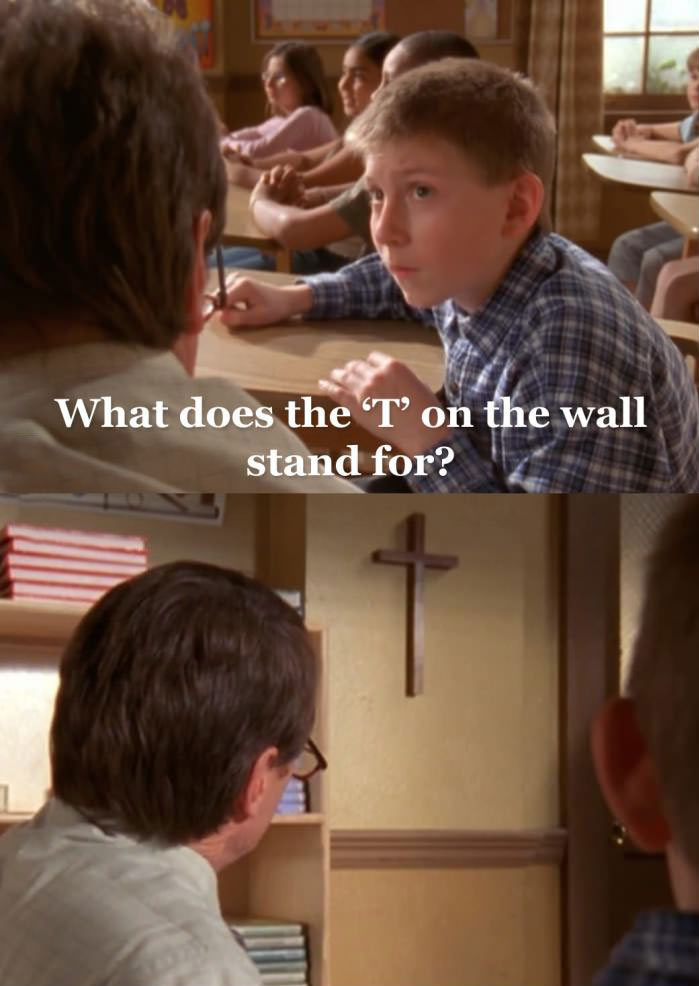 what does the t on the wall stand for, malcolm in the middle