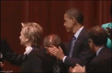 bill clinton, hillary clinton, barack obama, gif, kiss snub