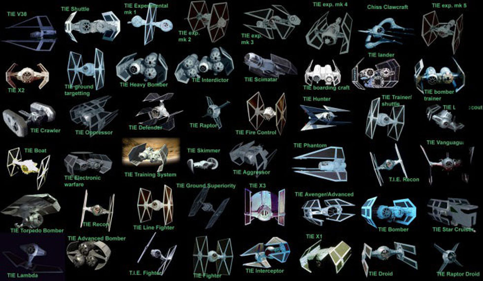star wars, fighters, list with images