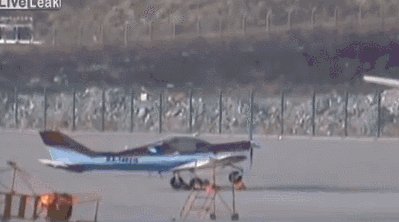 plane takes off in high wind, gif