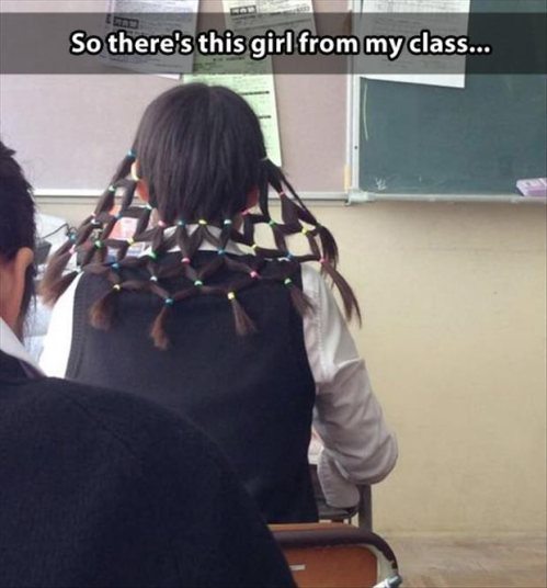 hair, braids, girl from class, wtf