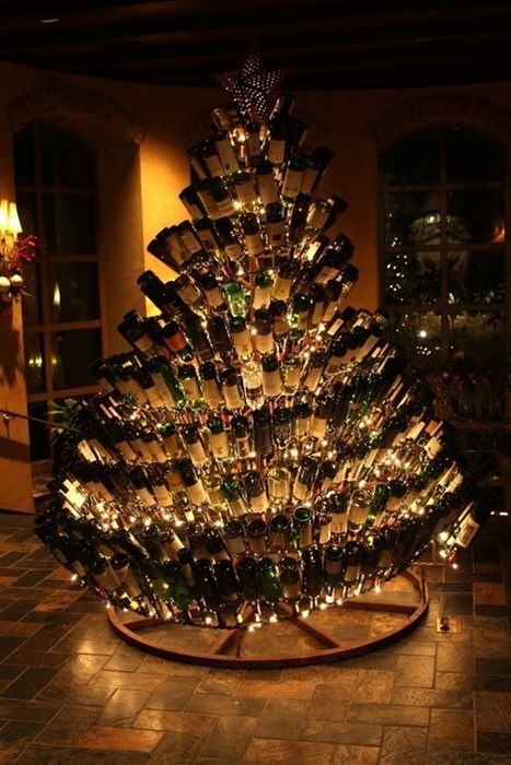 the ultimate wino's christmas tree, wine bottles, christmas