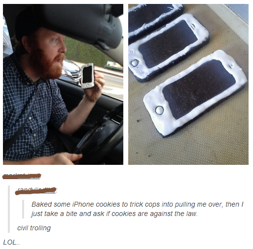 iphone cookies, troll, cops
