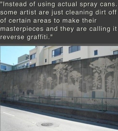 reverse graffiti, cleaning dirty walls to make art
