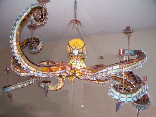 octopus, light fixture, art