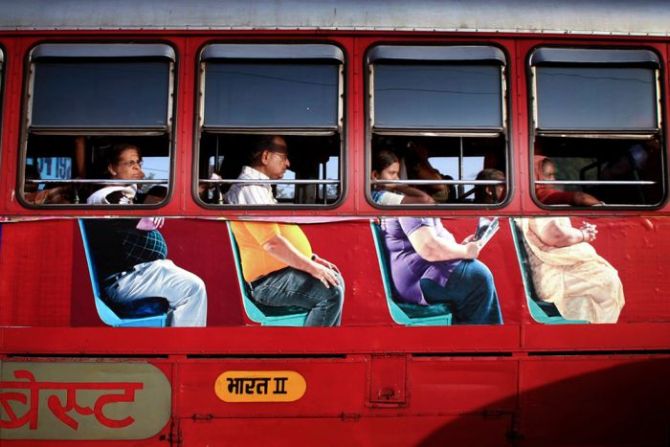 public bus decals, perspective, fat passengers