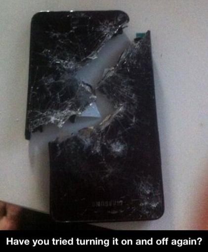 broken iphone, cracked in half