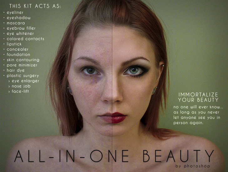 photoshop parody ads show the depressing truth about filtered beauty
