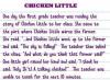 the story of chicken little, holy shit a talking chicken!, joke