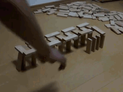 two story dominos, gif, cool