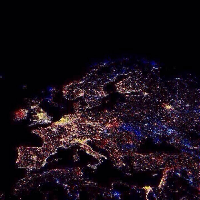 europe at night on december 31st 2013, new year's eve