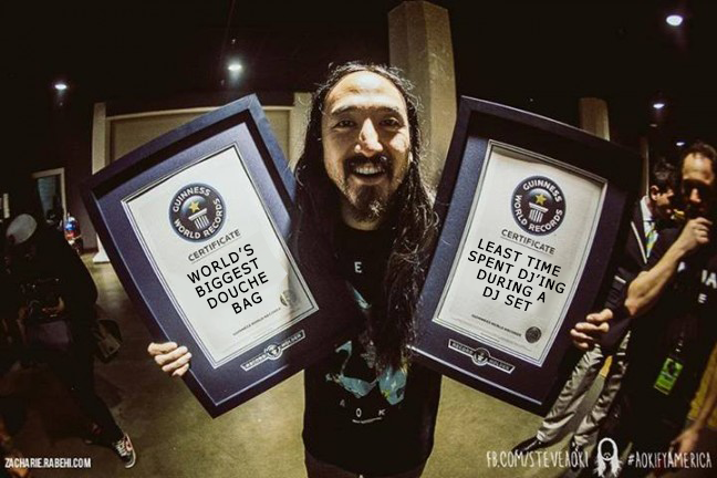 steve aoki, biggest douche, least time spent djing during a set