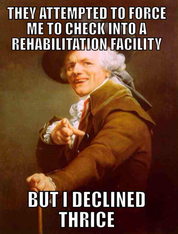 meme, they attempted to force me to check into a rehabilitation facility, but i declined thrice, amy whinehouse