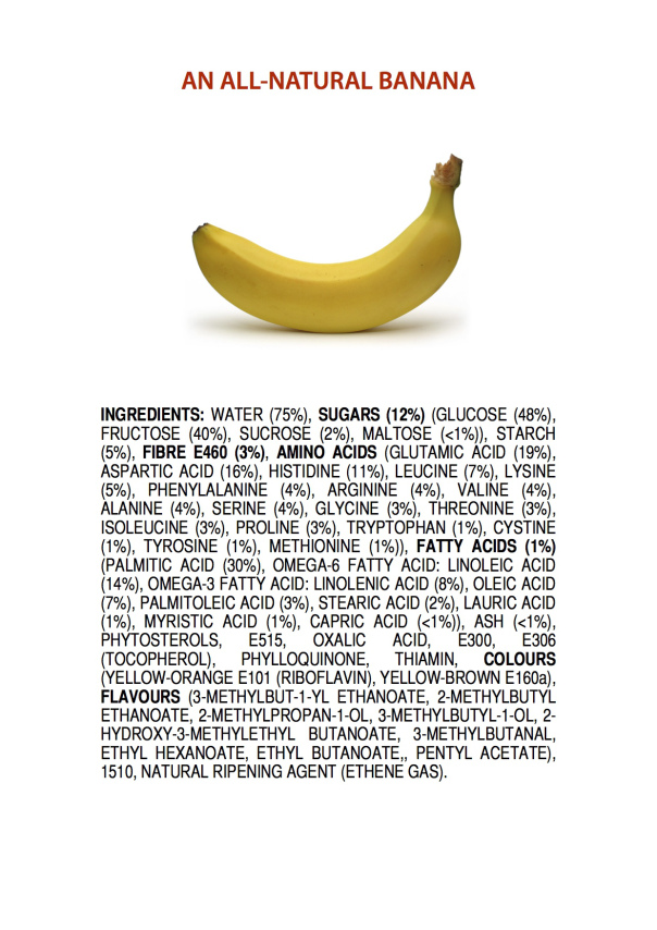 ingredients of an all natural banana, food