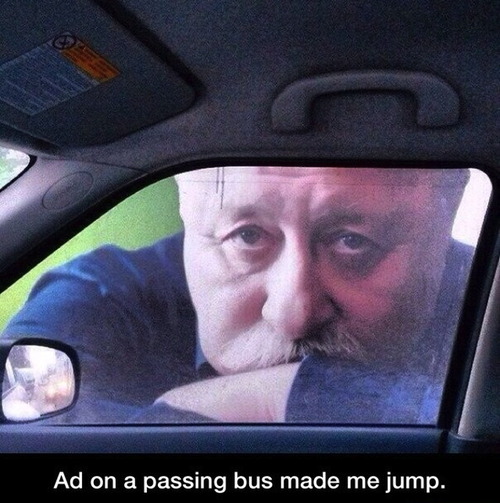 ad on a passing bus made me jump