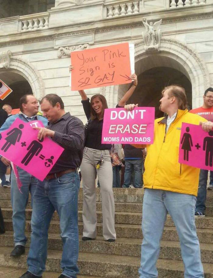 your pink sign is so gay, bigotry, protest