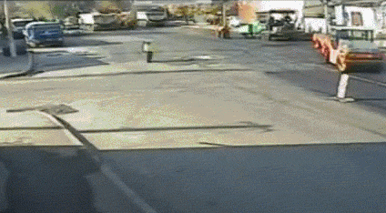 man gets hit in the middle of the road by a bull, Traffic cop gets hit by bull in intersection, wtf, lol, gif