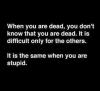 when you are dead, you do not know that you are dead, it is only difficult for others, it is the same when you are stupid