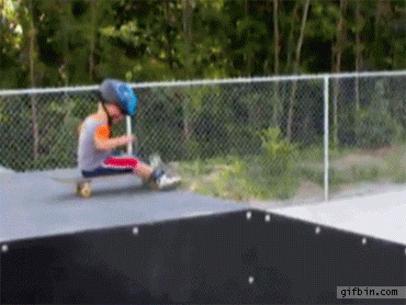kids tools down ramp and leaves skatepark, gif