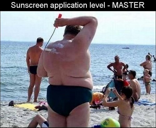 sunscreen application level master, mini paint roller, wtf