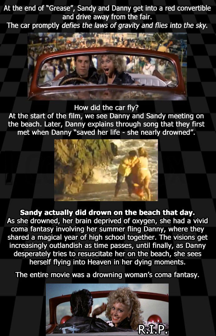 how did the car fly, grease, movie, explained, theory about the ending