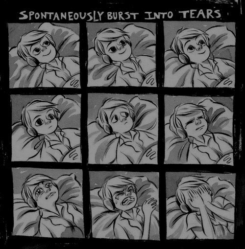 spontaneously burst into tears