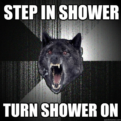 insanity wolf, meme, step in show turn shower on