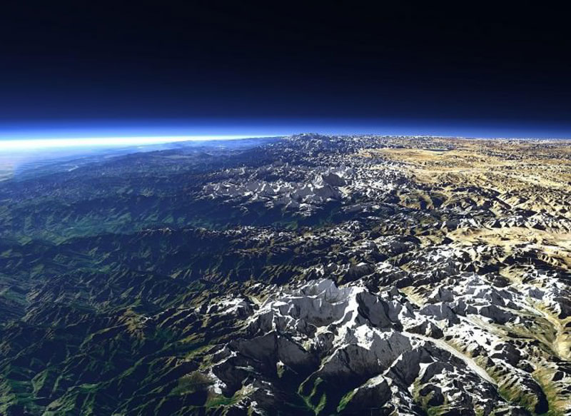 the himalayas from space, planet earth