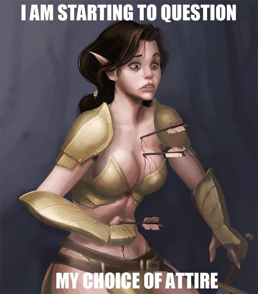 female armour in role playing games, rpg, meme, lol