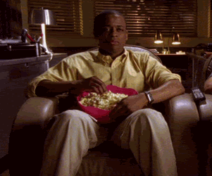 eating popcorn, gif, drama