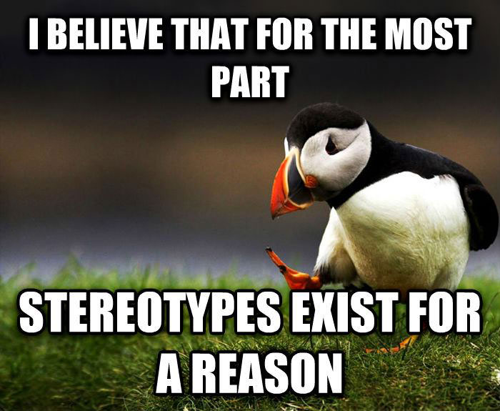 unpopular opinion puffin, meme, i believe that for the most part stereotypes exist for a reason