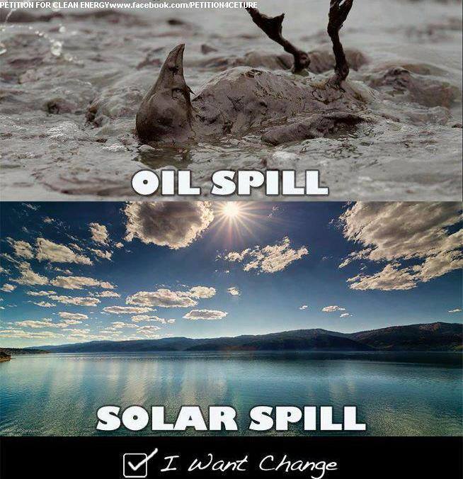 oil spill, solar spill, clean energy