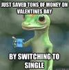 just saved tons of money on valentine's day by switching to single, geico gecko meme