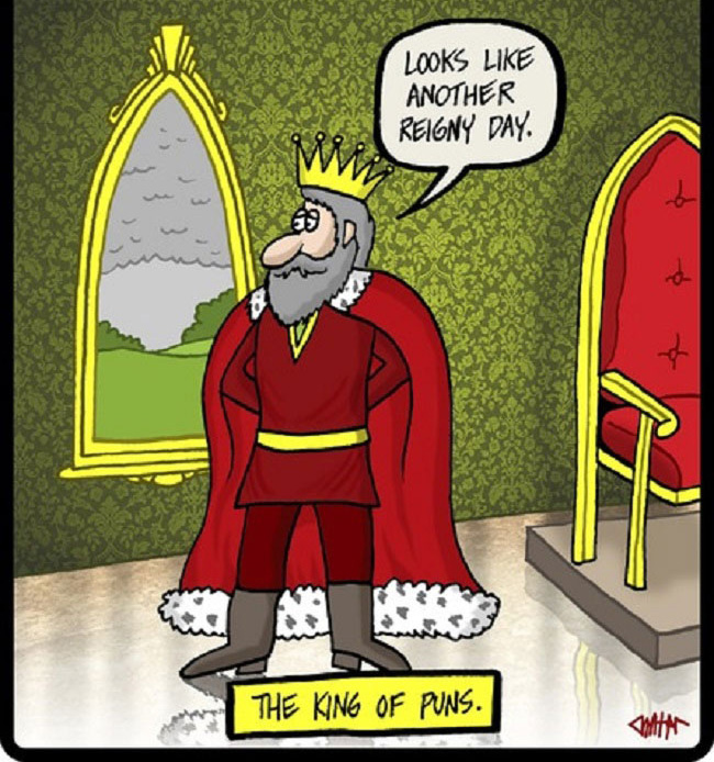 looks like another reigny day, the king of puns, comic, wordplay