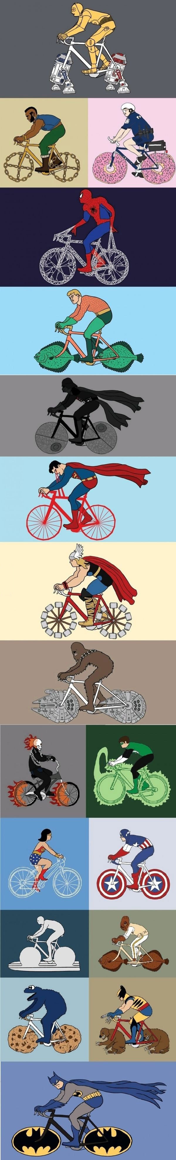 superhero bicycles, fan art
