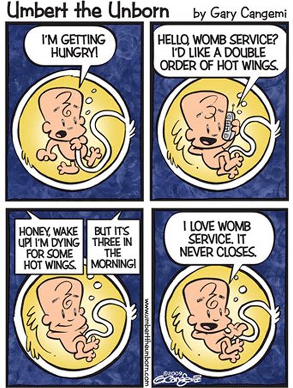 umbert the unborn, comic, womb service