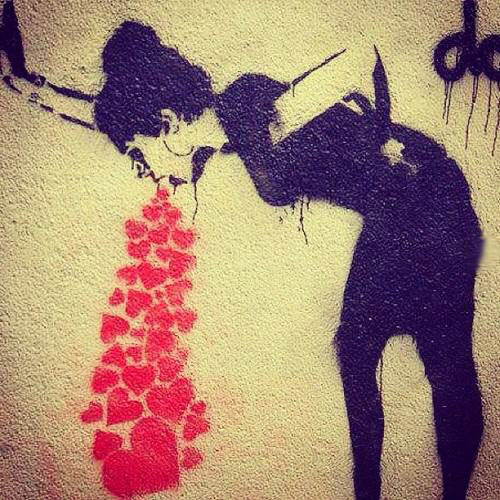 street art, valentine's day, vomiting hearts