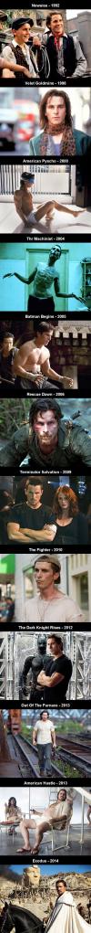 the evolution of christian bale throughout the years as seen in various movies