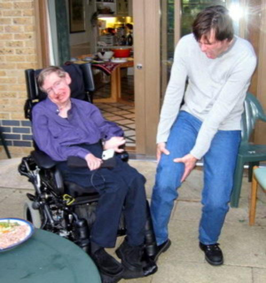 stephen hawking running over jim carrey with his wheelchair