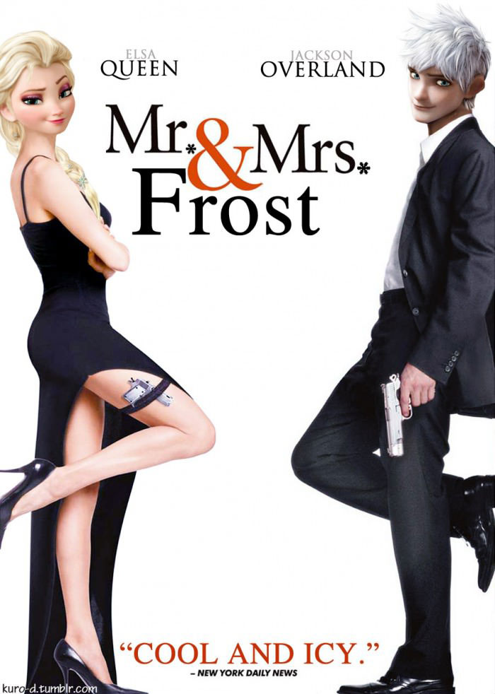 mr and mrs frost, frozen and mr and mrs smith mashup, movie poster