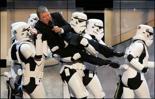 storm troopers carrying william shatner, mashup, lol