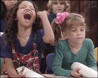 when someone laughs dramatically at something that isn't funny, gif, full house