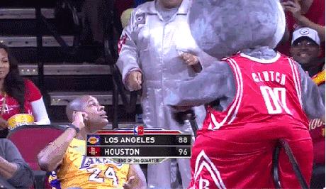fuck your team!, mascot throw cake in the face of opponent team mate, gif, violent