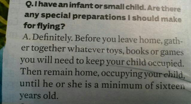 are there any special preparations i should make for flying with a small child?, newspaper clipping