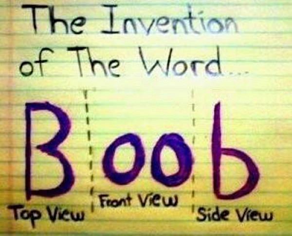 the invention of the word boob