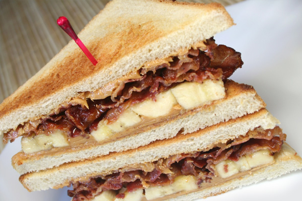peanut butter bacon banana sandwich, food porn