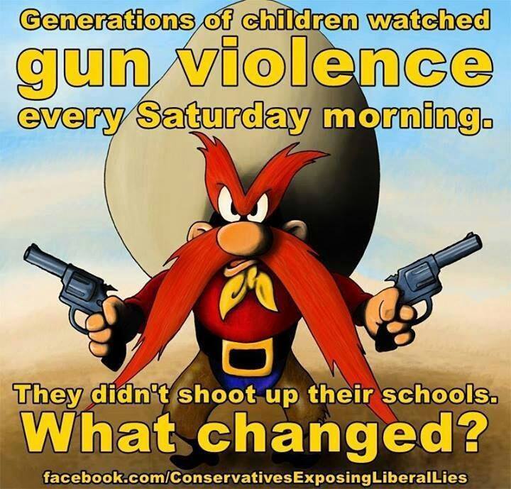 generations of children watched gun violence every saturday morning, they didn't shoot up their schools, what changed?