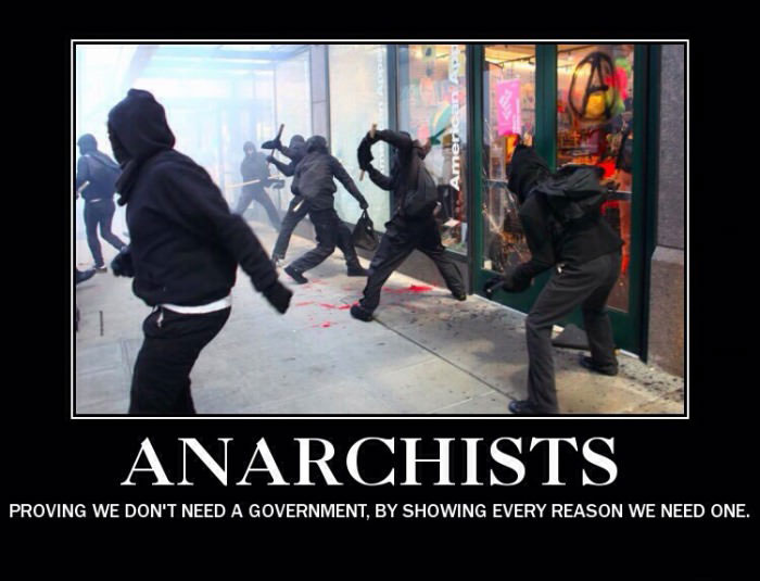 anarchists, motivation, proving we don't need a government by showing every reason we need one