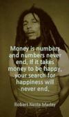 money is numbers and numbers never end, if it takes money to be happy your search for happiness will never end, quote, robert nesta marley