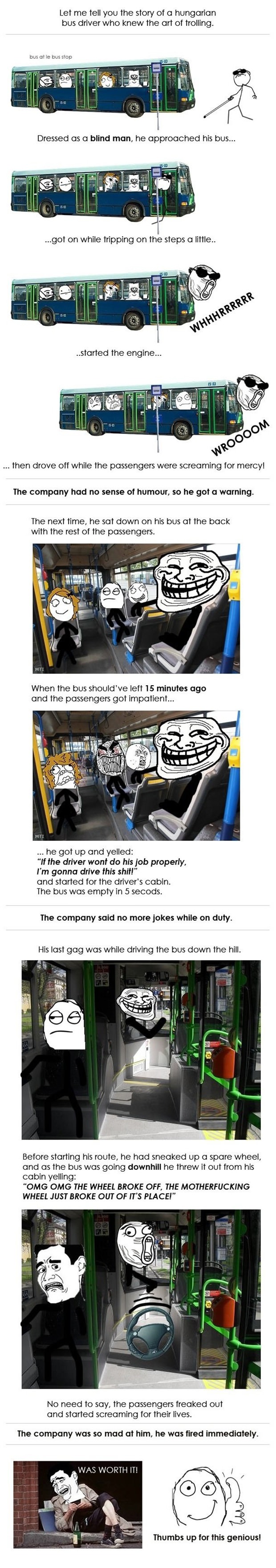let me tell you about a hungarian bus driver who knew the art of trolling, prank, lol